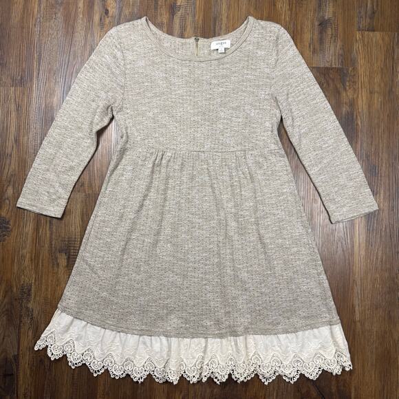Umgee Dresses & Skirts - UMGEE Small Knit Crew Neck Shift Lace Tunic Back Zipper Mini Dress